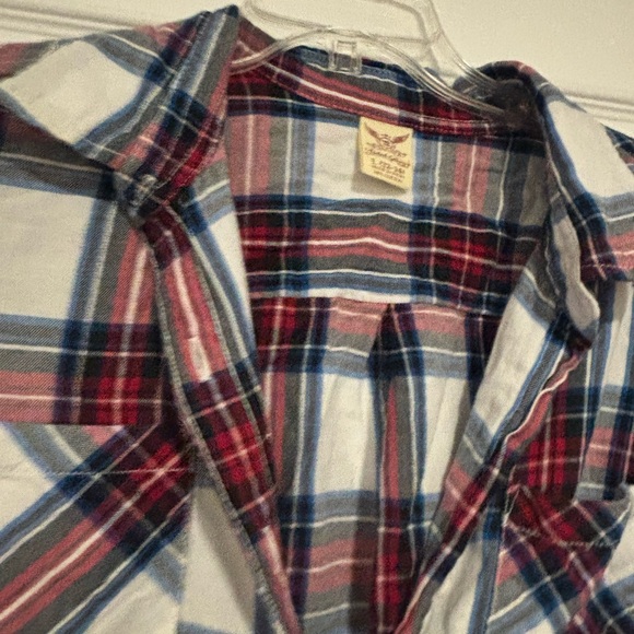 Women's Plaid Button-Down Blouse - Picture 2 of 3